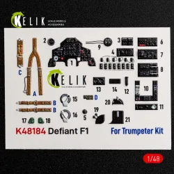 Kelik K48184 1/48 Defiant F1 - Interior 3d Decals For Trumpeter