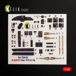 Kelik K48191 1/48 He-111 H-16 Interior 3d Decals For Icm