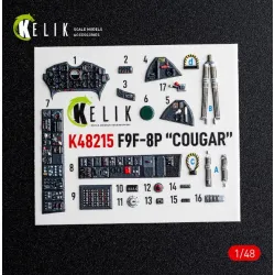 Kelik K48215 1/48 F9f-8p Cougar Interior 3d Decals For Kittyhawk/Zimi Model Kit