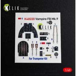 Kelik K48220 1/48 Vampire Fb Mk 9 - Interior 3d Decals For Trumpeter Kit