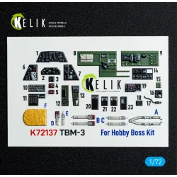 Kelik K72137 1/72 Tbm-3 Avenger - Interior 3d Decals For Hobbyboss Kit
