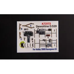 Kelik K72173 1/72 Dewoitine D 520 Interior 3d Decals For Hobby 2000/Hasegawa Kit