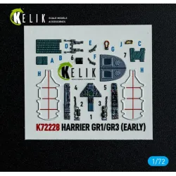 Kelik K72228 1/72 Harrier Gr1/Gr3 Early - Interior 3d Decals For Italeri Kit