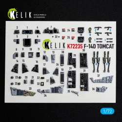 Kelik K72235 1/72 F-14d Tomcat Interior 3d Decals For Tamiya