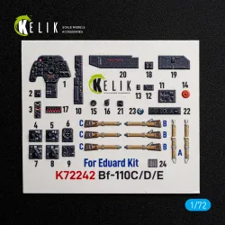 Kelik K72242 1/72 Bf-110c/D/E- Interior 3d Decals For Eduard