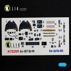 Kelik K72259 1/72 Ju-87 B/R - Interior 3d Decals For Airfix Kit