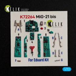 Kelik K72264 1/72 Mig-21 Bis Interior 3d Decals For Eduard