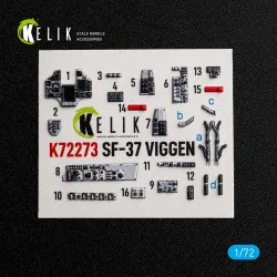 Kelik K72273 1/72 Sf-37 Viggen - Interior 3d Decals For Special Hobby Kit
