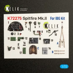 Kelik K72275 1/72 Spitfire Mk.ii Interior 3d Decals For Ibg