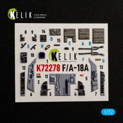 Kelik K72278 1/72 F/A-18a Interior 3d Decals For Academy 12411