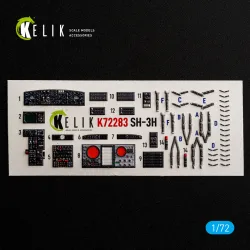 Kelik K72283 1/72 Sh-3h Sea King Interior 3d Decals For Foreart