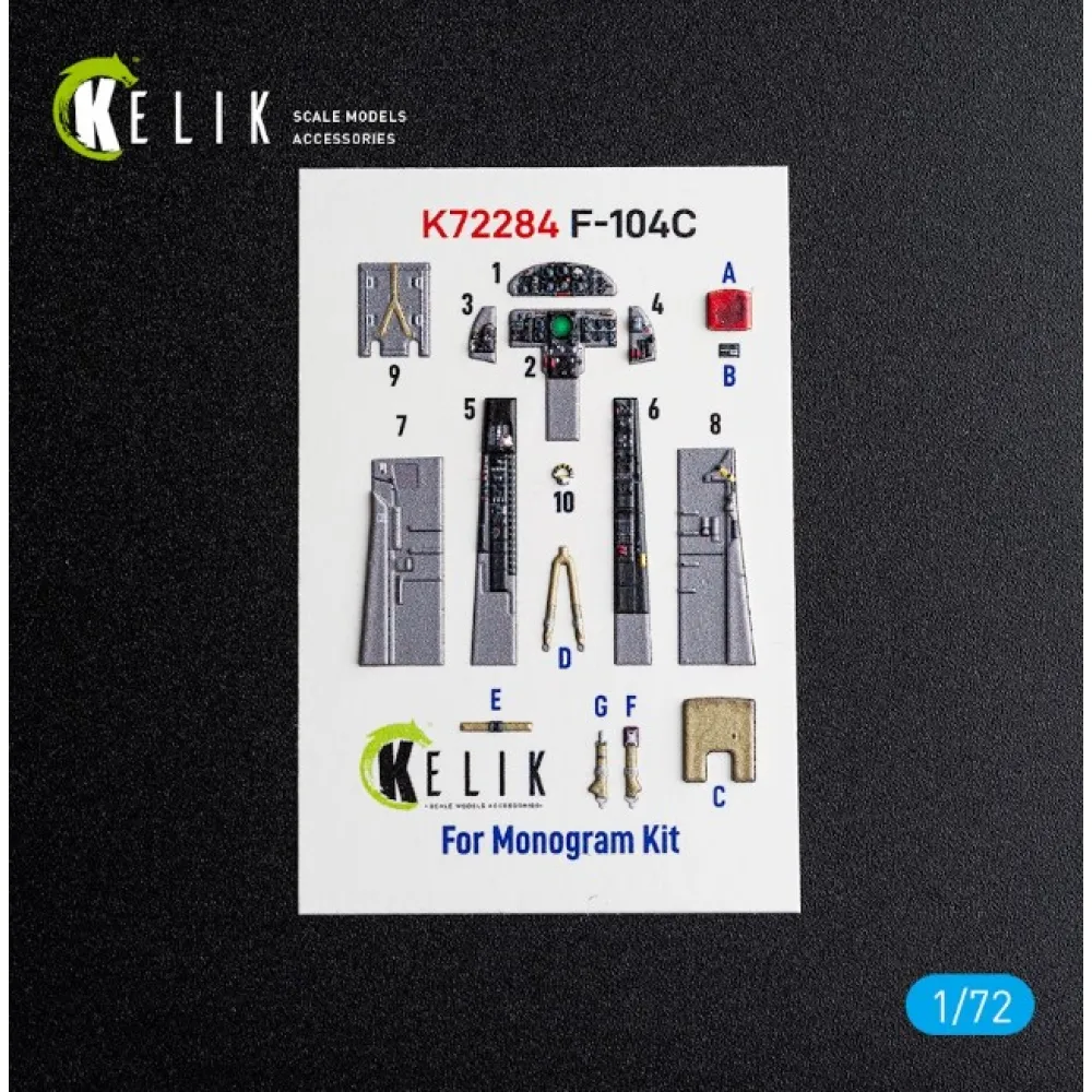 Kelik K72284 1/72 F-104C Starfighter - interior 3D decals for