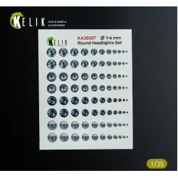 Kelik Ka35007 1/35 Round Headlights Set 1-6 Mm 3d Decal For Models