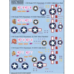 Kits World Kw144029 1/144 Decal For P-47c/D Razorbacks Accessories For Aircraft