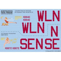Kits World Kw148041 1/48 Decal Avro Lancaster Bomber 434 Squadron Nan Kb840 Wl-n