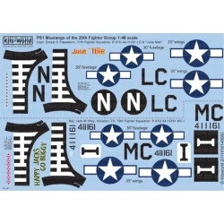 Kits World Kw148060 1/48 Decal For P51 Mustangs Of The 20th Fighter Group