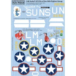 Kits World Kw148224 1/48 Decal For P-47c/D Thunderbolts Accessories For Aircraft