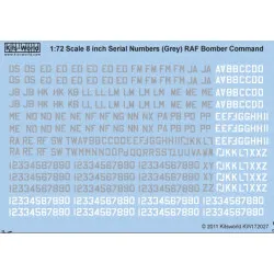 Kits World Kw172027 1/72 Decal 8 Inch Raf Serial Numbers Sea Grey/White