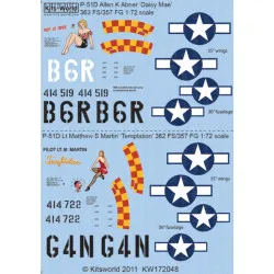 Kits World Kw172048 1/72 Decal For P-51d Mustang K Abner Daisy Mae