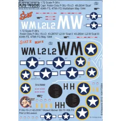 Kits World Kw172064 1/72 Decal For P-38 Lightning Accessories For Aircraft