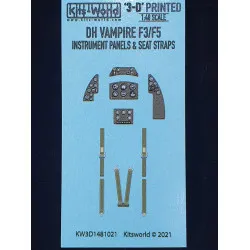 Kits World Kw3d1481021 1/48 Instrument Panels De Havilland Vampire F3/F5