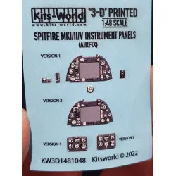 Kits World Kw3d1481048 1/48 Instrument Panels Spitfire Mki Ii V For Airfix