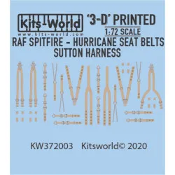 Kits World Kw3d172003 1/72 3d Decal Seat Belt Wwii Raf Spitfire Hurricane Fighter