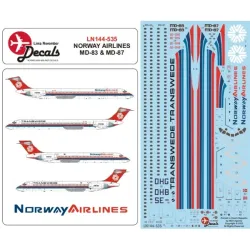 Lima November Decals 144-535 1/144 Norway Airlines MD83 and MD87 includes Transwede tit