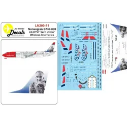 Lima November Decals 200-71 1/200 Norwegian B737-800 Ln-dyu Jorn Utzon And Wifi Cs