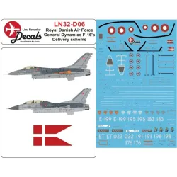 Lima November Decals 32-d06 1/32 Rdaf F-16 In Early Colors 1980-2002