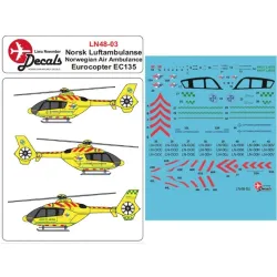 Lima November Decals 48-03 1/48 Nnorwegian Air Ambulanse Ec135 New Cs