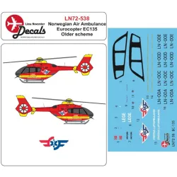 Lima November Decals 72-538 1/72 Norwegian Air Ambulanse Ec135 In The Old Cs