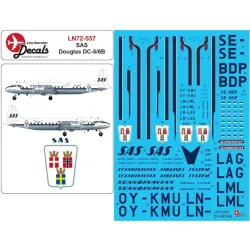 Lima November Decals 72-557 1/72 Sas Douglas Dc-6b. Includes Window Masks