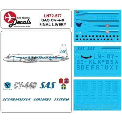 Lima November Decals 72-577 1/72 Sas Convair Cv440 Last Scheme, With Masks