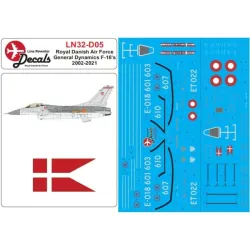 Lima November Decals 72-d05 1/72 Royal Danish Air Force F-16 In Late Colors
