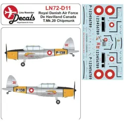 Lima November Decals 72-d11 1/72 Royal Danish Air Force Dhc-1 Chipmunk