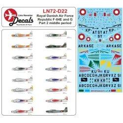 Lima November Decals 72-d22 1/72 Royal Danish Air F-84e/G Middle Period