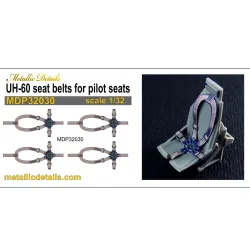 Metallic Details Mdp32030 1/32 3d Pilot Seatbelt Decals For Uh-60 Black Hawk Set For 4 Seats