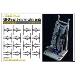 Metallic Details Mdp32031 1/32 3d Cabin Seatbelt Decals For Uh-60 Black Hawk Set For 15 Seats