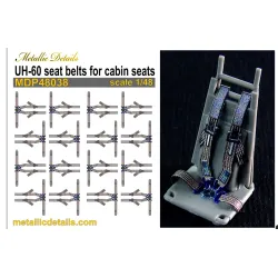 Metallic Details Mdp48038 1/48 Cabin Seatbelt For Uh-60 Black Hawk Set For 15 Seats