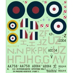 Modelmaker 1/72 D72133 Supermarine Spitfire Mk V Polish Part I Aircraft Decal