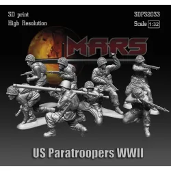 Mars Figures 3dp32033 1/32 Us Paratroopers Wwll 3d Print High Resolution
