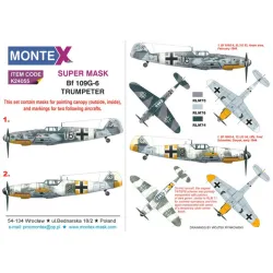 Montex K24055 1/24 Bf 109g-6 2 Canopy Mask Out/In 3 Insignia Masks For Trumpeter Kits