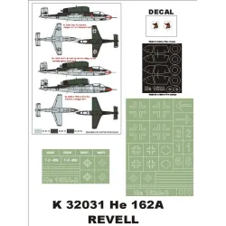 Montex K32031 1/32 He-162a-2 2 Canopy Mask Out/In2 Insignia Masks Decals Revell