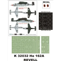 Montex K32032 1/32 He-162a-2 2 Canopy Mask Out/In 2 Insignia Masks Decals Revell
