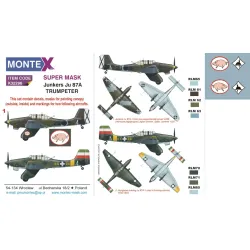 Montex K32296 1/32 Ju 87a 2 Canopy Mask Out/In 2 Insignia Masks Decals For Trumpeter Kits
