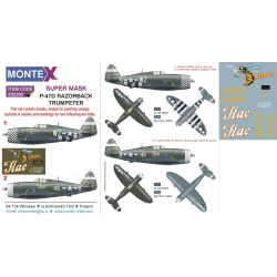 Montex K32332 1/32 P-47d Razorback 2 Canopy Out/In 4 Insignia Masks Decals Trumpeter