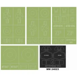 Montex Mm24023 1/24 Sitfire Viii 2 Canopy Masks Out/In 4 Insignia Masks Airfix
