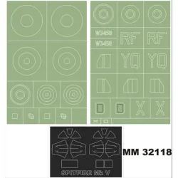 Montex Mm32118 1/32 Spitfire Vb 2 Canopy Masks Out/In 2 Insignia Masks Hobbyboss
