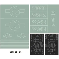 Montex Mm32143 1/32 P-61 Black Widow 2 Canopy Out/In 2 Insignia Masks For Hobbyboss Kits